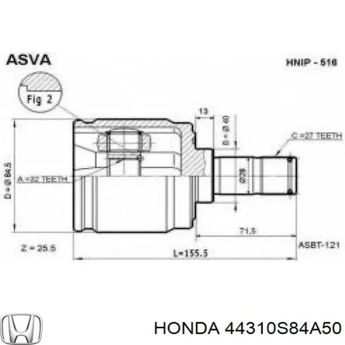 44310S84A50 Honda junta homocinética interior delantera izquierda