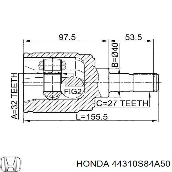 Junta homocinética interna delantera izquierda Honda 44310S0KA00