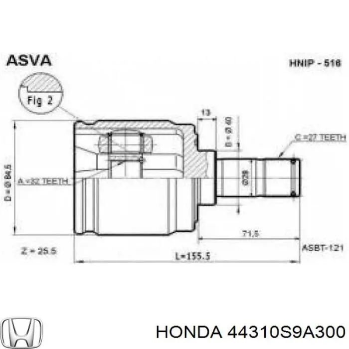 Comprar 44310S0KA00 Honda Junta homocinética interna delantera izquierda