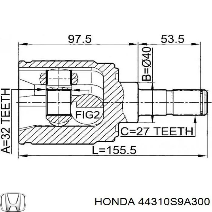 44310S9A300 Honda junta homocinética interior delantera izquierda