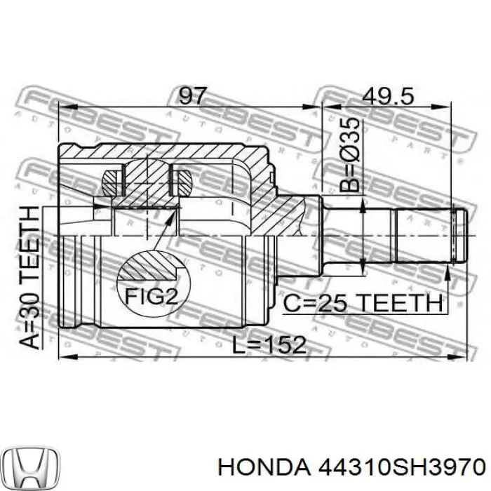 Comprar 44310SH3970 Honda Junta homocinética interna delantera izquierda