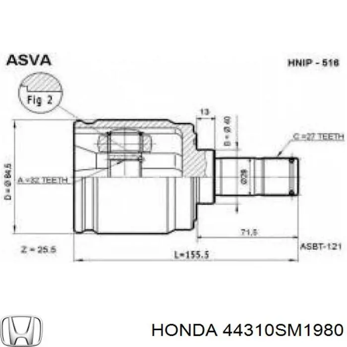 44310SM1980 Honda Junta homocinética interna delantera
