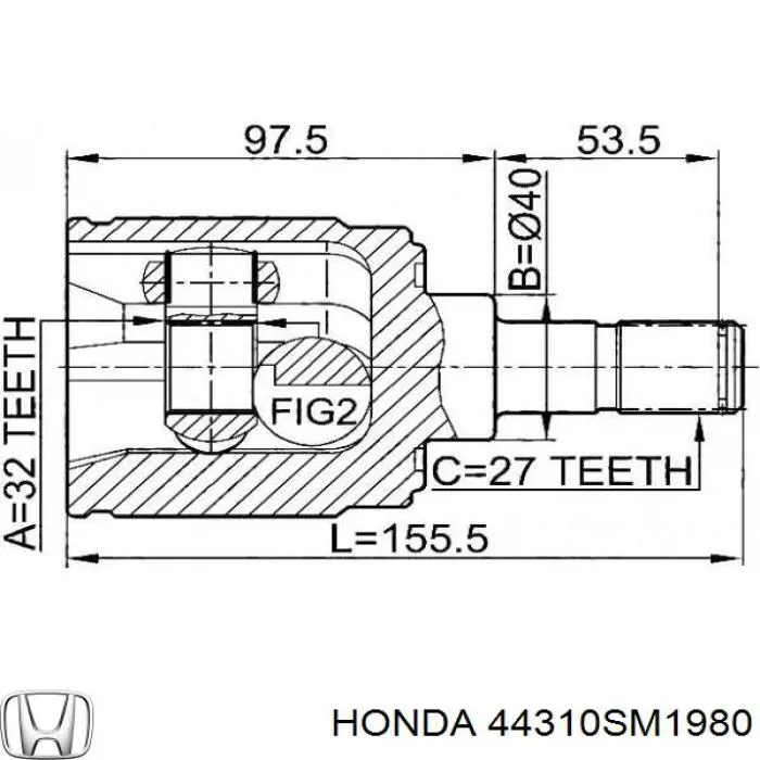 Junta homocinética interna delantera 44310SM1980 Honda