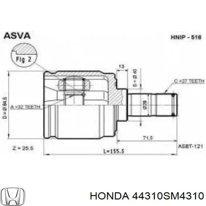 Junta homocinética interna delantera derecha Honda 44310SM4310 precio, desde 33,92 EUR