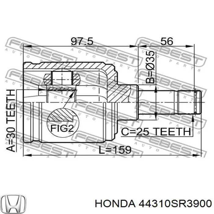 44310SR3900 Honda junta homocinética interior delantera izquierda
