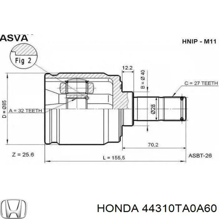 Junta homocinética interna delantera izquierda Honda 44310TA0A60 precio, desde 46,41 EUR