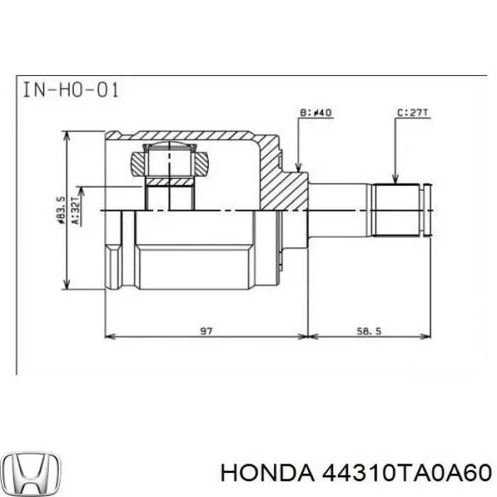 44310TA0A60 Honda junta homocinética interior delantera izquierda