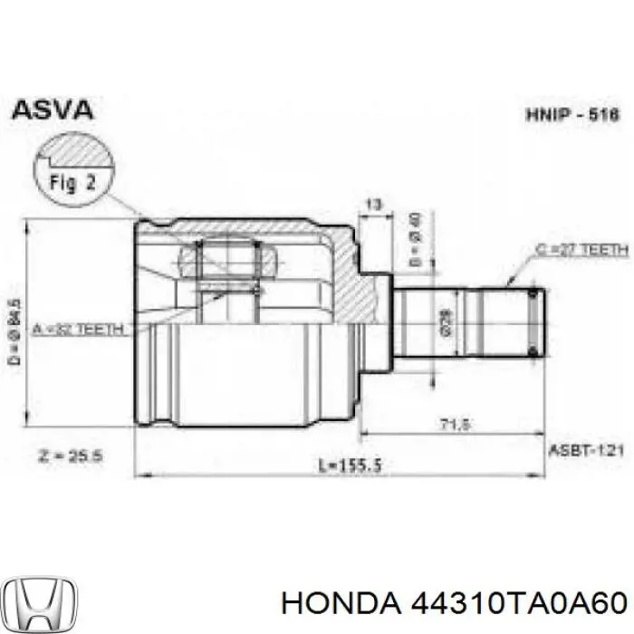Comprar 44310TA0A60 Honda Junta homocinética interna delantera izquierda