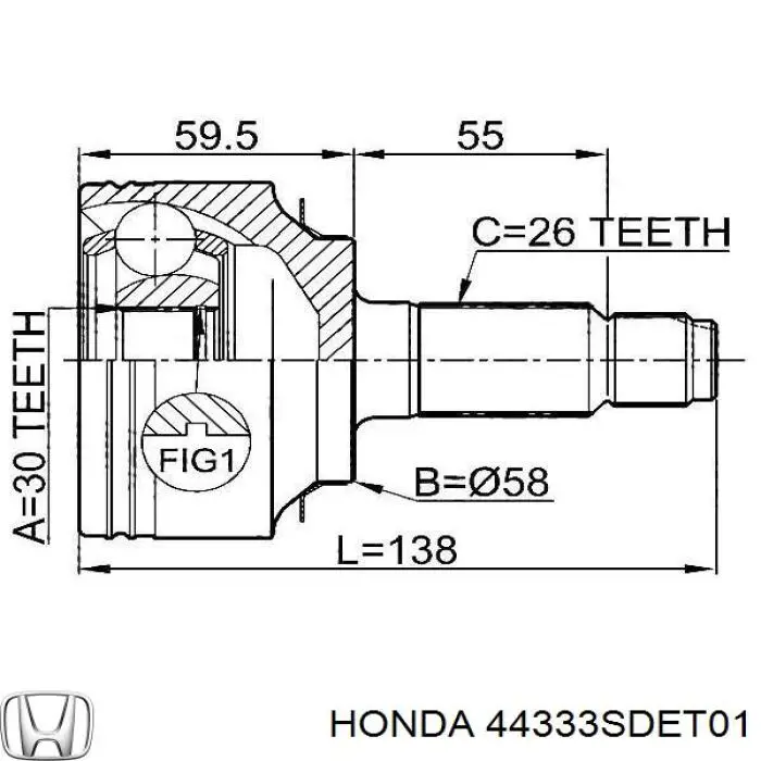 44333SDET01 Honda fuelle, árbol de transmisión delantero exterior