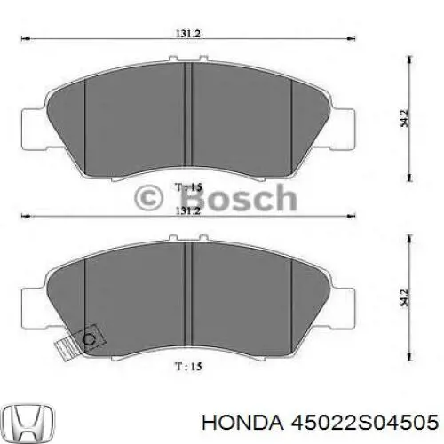Pastillas de freno 45022S04505 Honda