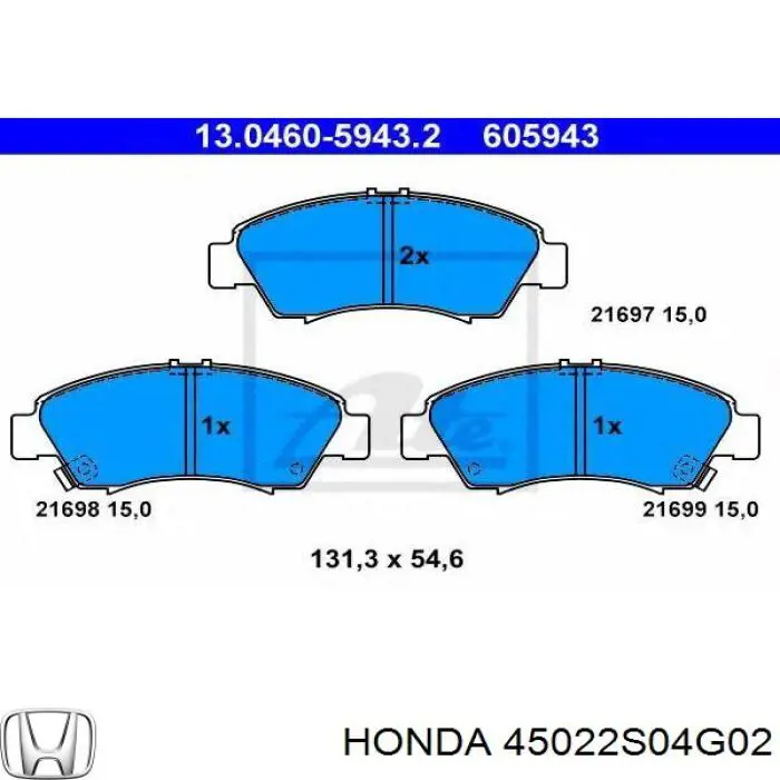 45022S04G02 Honda pastillas de freno delanteras