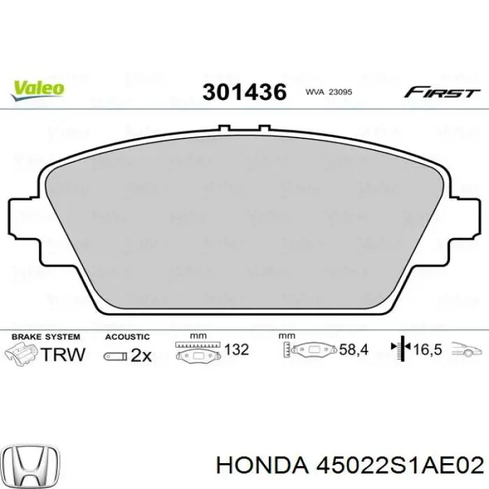 Pastillas freno delanteras Honda 45022S1AE02 precio, desde 21,95 EUR