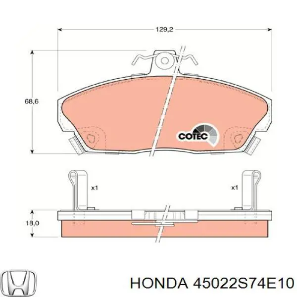 45022S74E10 Honda pastillas de freno delanteras