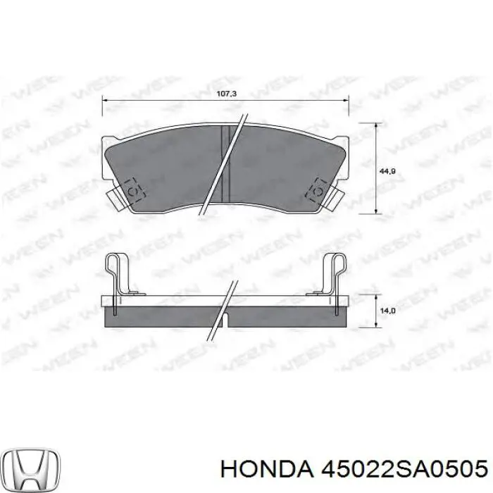 45022SA0505 Honda pastillas de freno delanteras