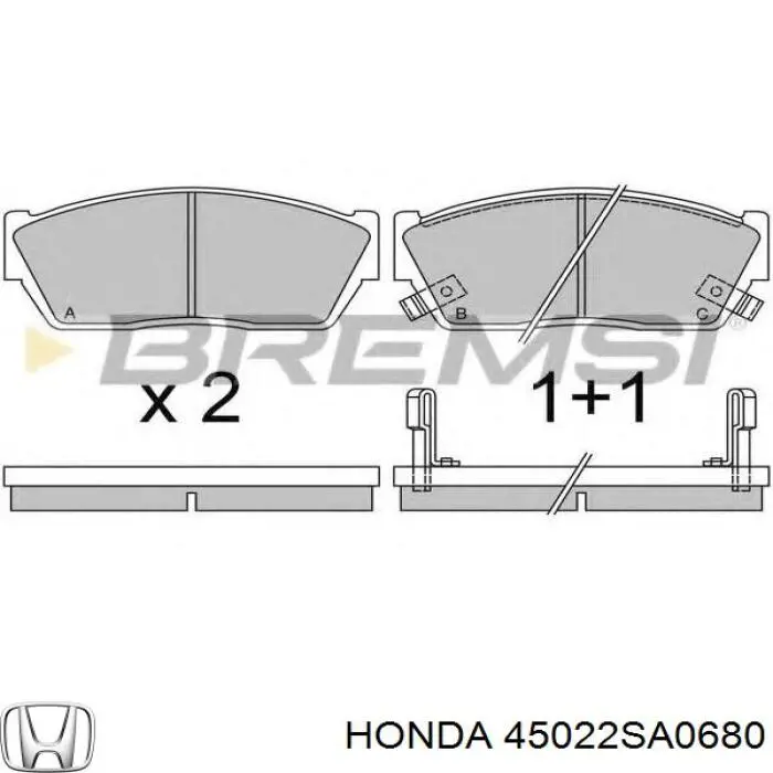 45022SA0680 Honda pastillas de freno delanteras