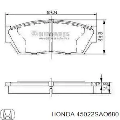 45022SAO680 Honda pastillas de freno delanteras