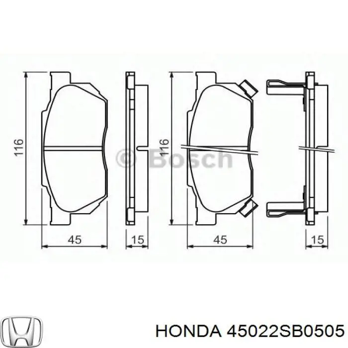 45022-SB0-505 Honda pastillas de freno delanteras