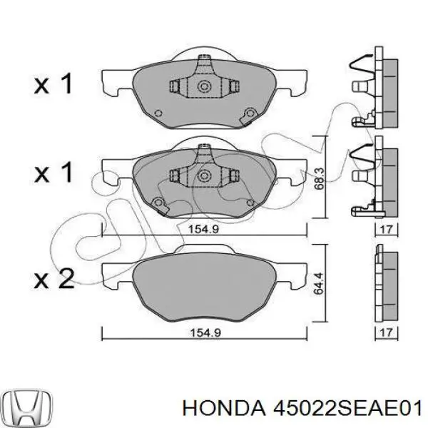 Pastillas freno delanteras Honda 45022SEAE01 precio, desde 30,42 EUR