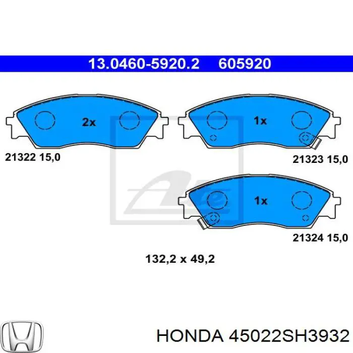 45022SH3932 Honda pastillas de freno delanteras