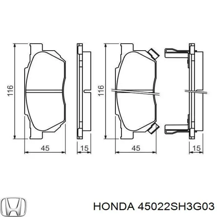 45022SH3G03 Honda pastillas de freno delanteras