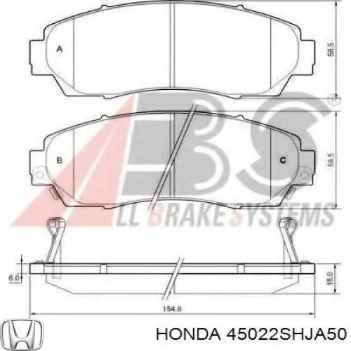 Comprar 45022SHJA50 Honda Pastillas delanteras de freno