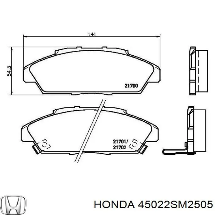 45022SM2505 Honda pastillas de freno delanteras