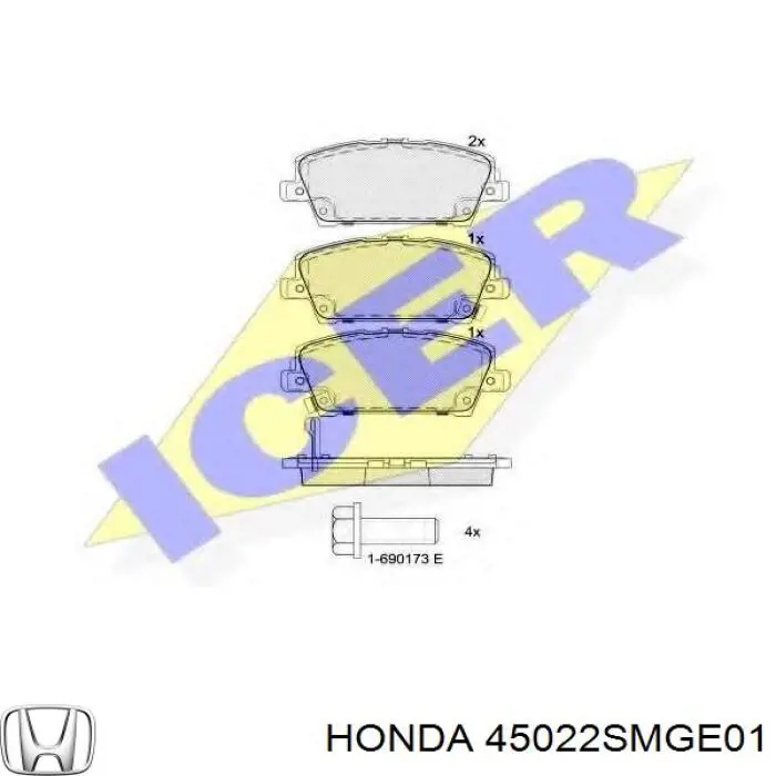 45022SMGE01 Honda pastillas de freno delanteras