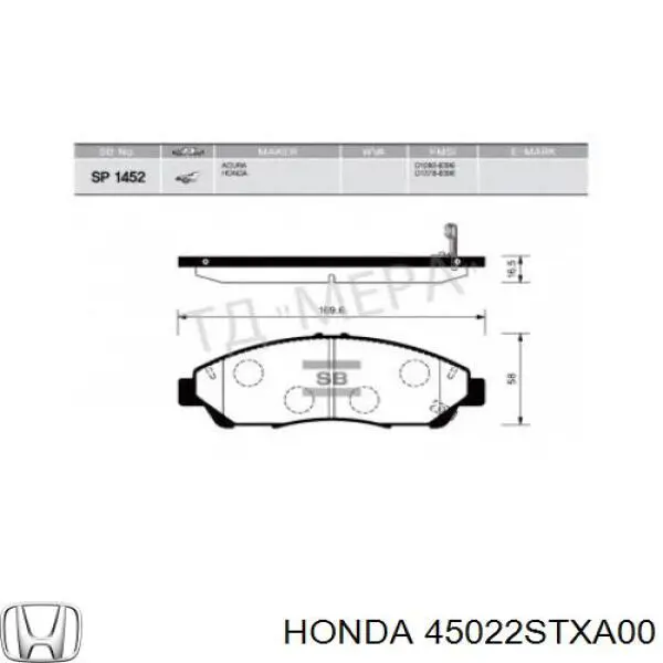 45022STXA00 Honda pastillas de freno delanteras