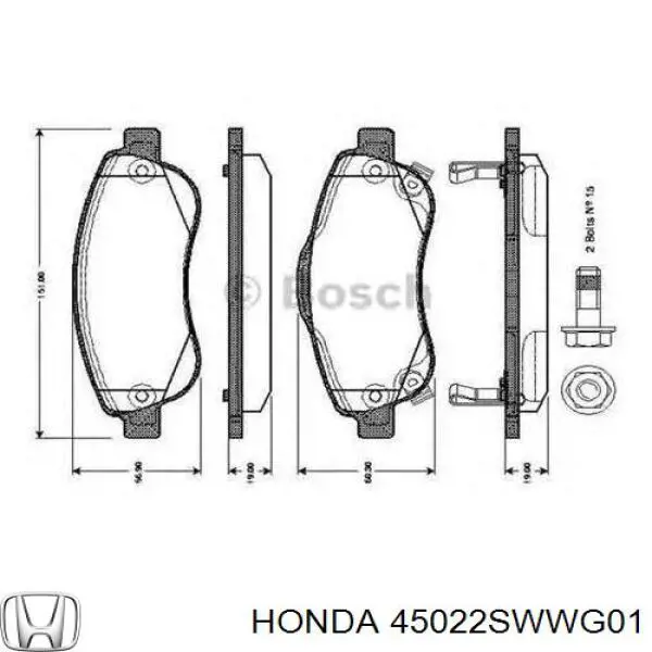 45022SWWG01 Honda pastillas de freno delanteras