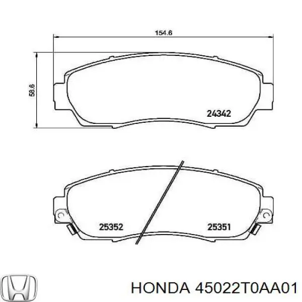 Comprar 45022T0AA01 Honda Pastillas delanteras de freno