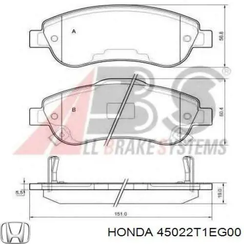 Pastillas freno delanteras Honda 45022T1EG00 precio, desde 30,16 EUR