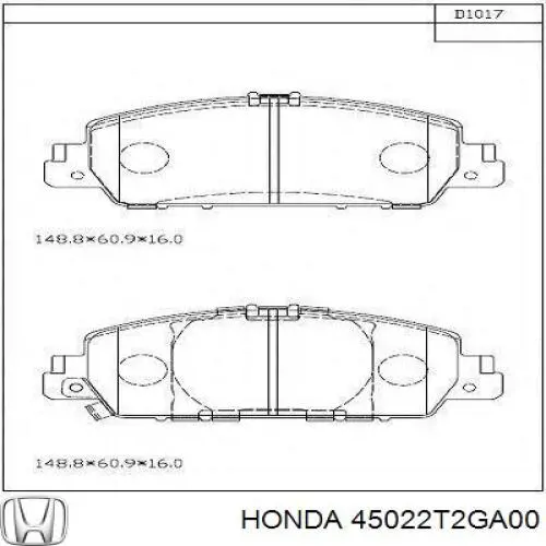 Pastillas freno delanteras Honda 45022T2GA00 precio, desde 29,55 EUR