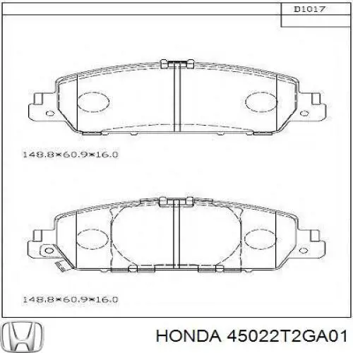 Comprar 45022T2GA01 Honda Pastillas delanteras de freno