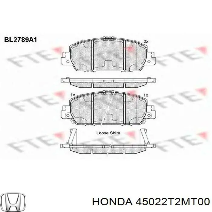 Comprar 45022T2MT00 Honda Pastillas delanteras de freno
