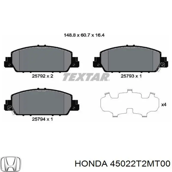 45022T2MT00 Honda Pastillas delanteras
