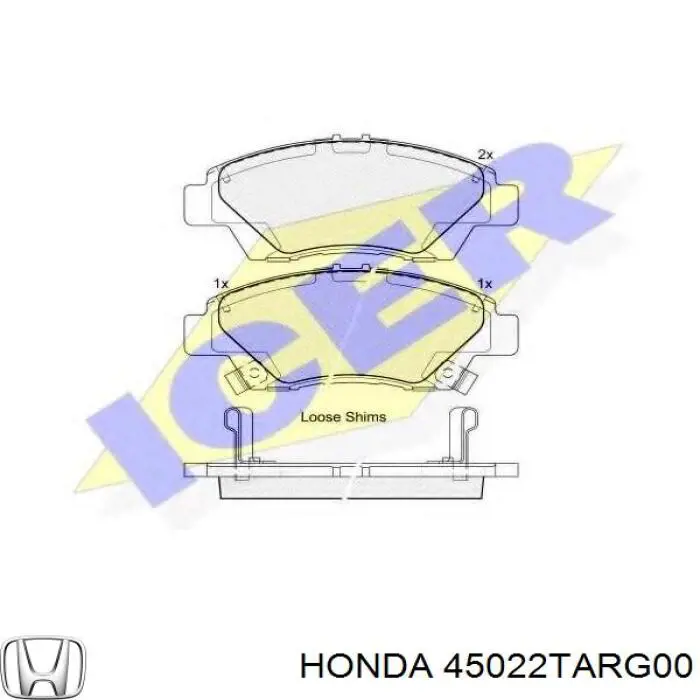45022TARG00 Honda pastillas de freno delanteras