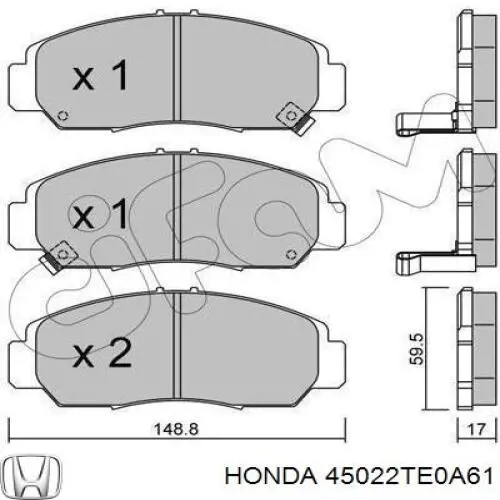 Comprar 45022TE0A61 Honda Pastillas delanteras de freno