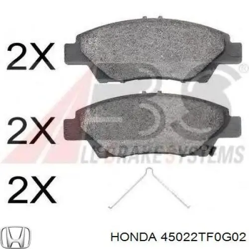 45022TF0G02 Honda pastillas de freno delanteras