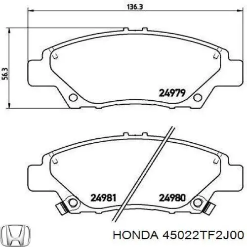 Pastillas freno delanteras Honda 45022TF2J00 precio, desde 18,49 EUR