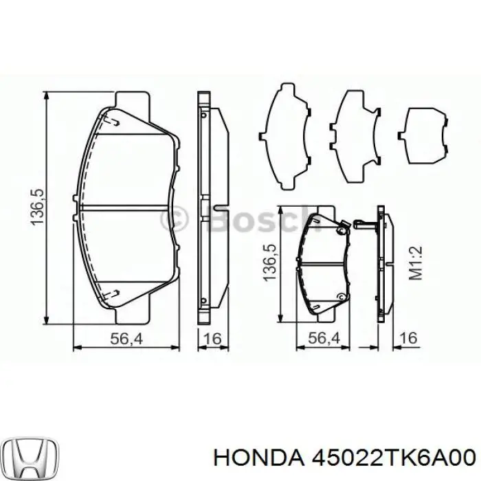 45022TK6A00 Honda pastillas de freno delanteras