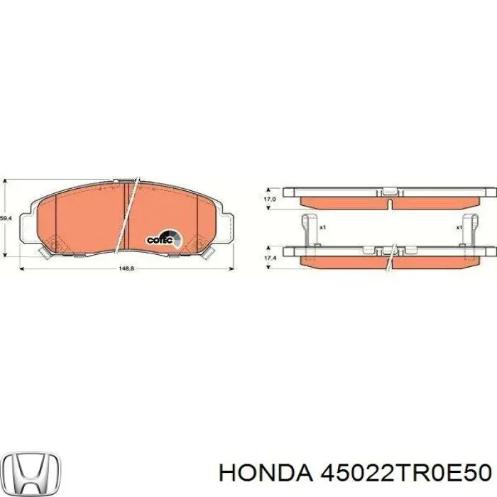 45022TR0E50 Honda pastillas de freno delanteras