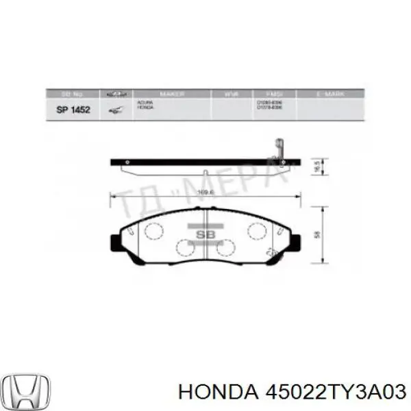 Comprar 45022TZ5A00 Honda Pastillas delanteras de freno