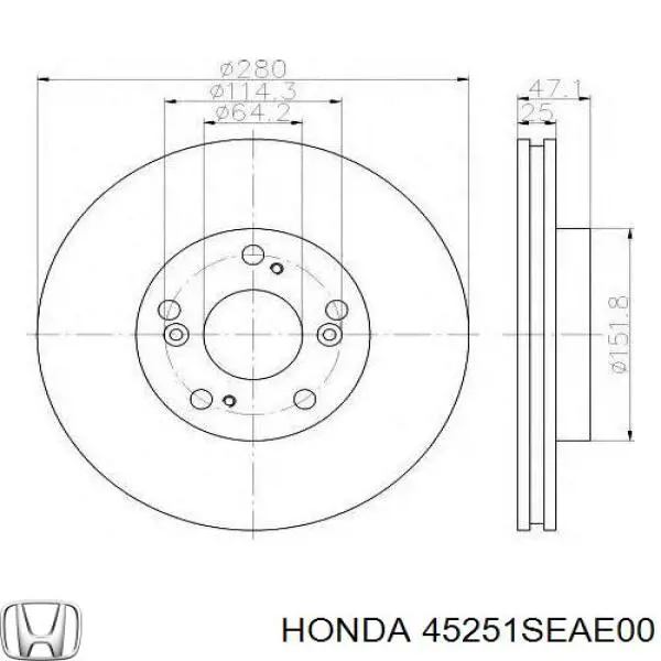 Comprar 45251SEAE00 Honda Freno de disco delantero