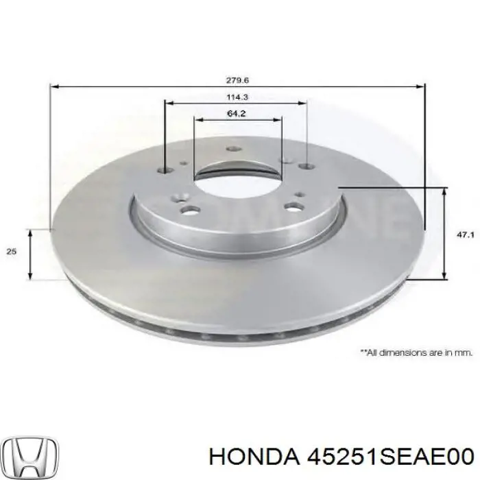 45251SEAE00 Honda disco de freno delantero