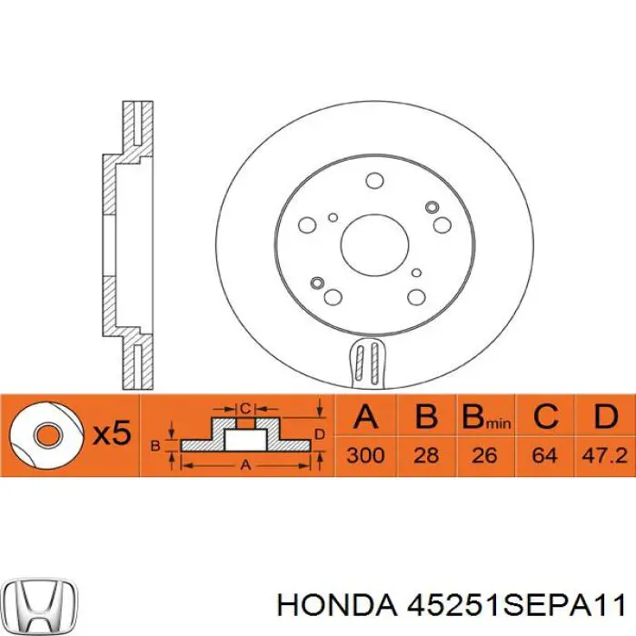 45251SEPA11 Honda freno de disco delantero