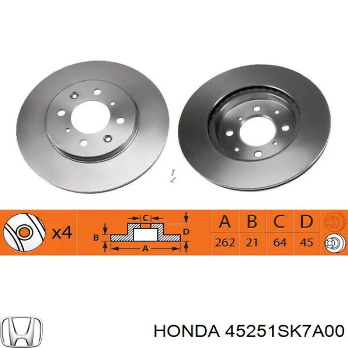 45251SK7A00 Honda disco de freno delantero