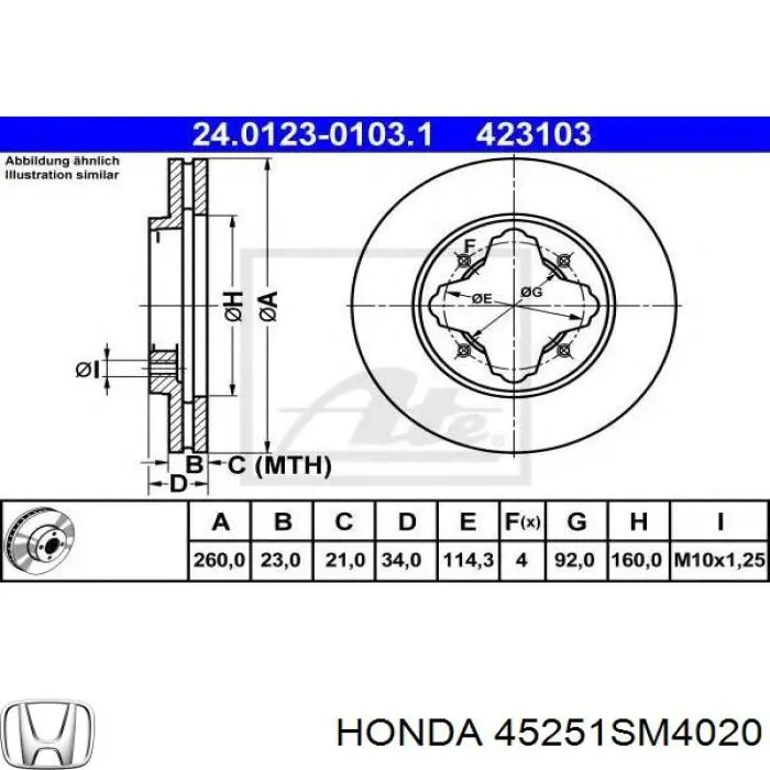 Frenos delanteros Honda 45251SM4020 precio, desde 40,44 EUR