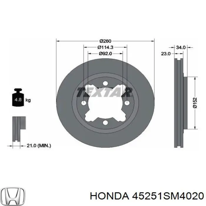 Comprar 45251SM4020 Honda Freno de disco delantero
