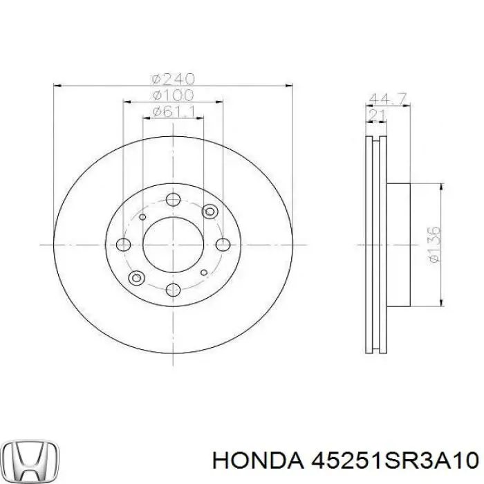 Comprar 45251SR3A10 Honda Freno de disco delantero