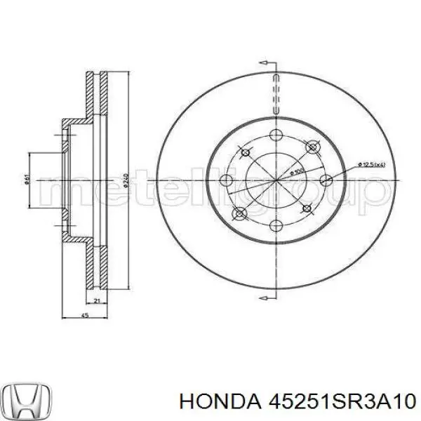 Disco de freno 45251SR3A10 Honda